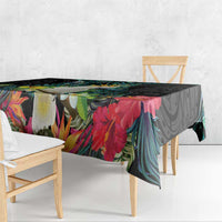 Sulphur-crested Cockatoo New Zealand Tablecloth Paua Shell Aotearoa Maori Tropical Flowers - Polynesian Pride