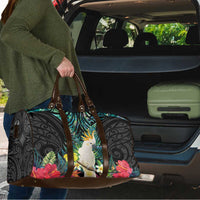 Sulphur-crested Cockatoo New Zealand Travel Bag Paua Shell Aotearoa Maori Tropical Flowers - Polynesian Pride