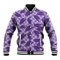 Purple Hawaii Kalo Palaka Motifs Baseball Jacket Hawaiian Taro Leaves Elegant Vibes LT14 Unisex Purple - Polynesian Pride