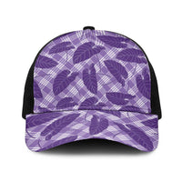 Purple Hawaii Kalo Palaka Motifs Baseball Net Cap Hawaiian Taro Leaves Elegant Vibes LT14 One Size Black Purple - Polynesian Pride