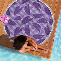 Purple Hawaii Kalo Palaka Motifs Beach Blanket Hawaiian Taro Leaves Elegant Vibes - Polynesian Pride