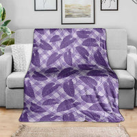 Purple Hawaii Kalo Palaka Motifs Blanket Hawaiian Taro Leaves Elegant Vibes - Polynesian Pride
