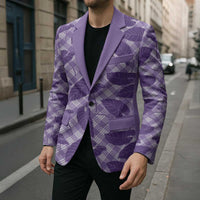 Purple Hawaii Kalo Palaka Motifs Blazer Hawaiian Taro Leaves Elegant Vibes - Polynesian Pride