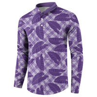 Purple Hawaii Kalo Palaka Motifs Button Sweatshirt Hawaiian Taro Leaves Elegant Vibes LT14 - Polynesian Pride