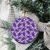 Purple Hawaii Kalo Palaka Motifs Ceramic Ornament Hawaiian Taro Leaves Elegant Vibes - Polynesian Pride