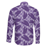 Purple Hawaii Kalo Palaka Motifs Family Matching Mermaid Dress and Hawaiian Shirt Hawaiian Taro Leaves Elegant Vibes - Polynesian Pride