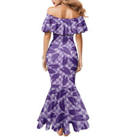 Purple Hawaii Kalo Palaka Motifs Family Matching Mermaid Dress and Hawaiian Shirt Hawaiian Taro Leaves Elegant Vibes - Polynesian Pride