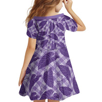 Purple Hawaii Kalo Palaka Motifs Family Matching Off The Shoulder Long Sleeve Dress and Hawaiian Shirt Hawaiian Taro Leaves Elegant Vibes - Polynesian Pride