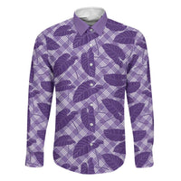 Purple Hawaii Kalo Palaka Motifs Family Matching Off Shoulder Maxi Dress and Hawaiian Shirt Hawaiian Taro Leaves Elegant Vibes - Polynesian Pride