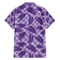 Purple Hawaii Kalo Palaka Motifs Family Matching Off Shoulder Short Dress and Hawaiian Shirt Hawaiian Taro Leaves Elegant Vibes - Polynesian Pride