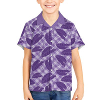 Purple Hawaii Kalo Palaka Motifs Family Matching Short Sleeve Bodycon Dress and Hawaiian Shirt Hawaiian Taro Leaves Elegant Vibes - Polynesian Pride