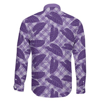Purple Hawaii Kalo Palaka Motifs Family Matching Summer Maxi Dress and Hawaiian Shirt Hawaiian Taro Leaves Elegant Vibes - Polynesian Pride