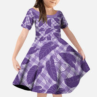 Purple Hawaii Kalo Palaka Motifs Family Matching Tank Maxi Dress and Hawaiian Shirt Hawaiian Taro Leaves Elegant Vibes - Polynesian Pride