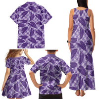 Purple Hawaii Kalo Palaka Motifs Family Matching Tank Maxi Dress and Hawaiian Shirt Hawaiian Taro Leaves Elegant Vibes - Polynesian Pride