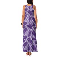 Purple Hawaii Kalo Palaka Motifs Family Matching Tank Maxi Dress and Hawaiian Shirt Hawaiian Taro Leaves Elegant Vibes - Polynesian Pride