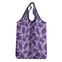 Purple Hawaii Kalo Palaka Motifs Grocery Bag Hawaiian Taro Leaves Elegant Vibes - Polynesian Pride