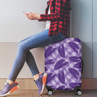Purple Hawaii Kalo Palaka Motifs Luggage Cover Hawaiian Taro Leaves Elegant Vibes - Polynesian Pride