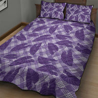 Purple Hawaii Kalo Palaka Motifs Quilt Bed Set Hawaiian Taro Leaves Elegant Vibes - Polynesian Pride
