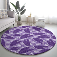 Purple Hawaii Kalo Palaka Motifs Round Carpet Hawaiian Taro Leaves Elegant Vibes - Polynesian Pride