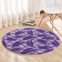 Purple Hawaii Kalo Palaka Motifs Round Carpet Hawaiian Taro Leaves Elegant Vibes - Polynesian Pride