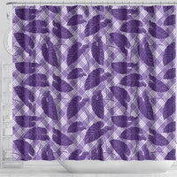 Purple Hawaii Kalo Palaka Motifs Shower Curtain Hawaiian Taro Leaves Elegant Vibes - Polynesian Pride