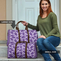 Purple Hawaii Kalo Palaka Motifs Travel Bag Hawaiian Taro Leaves Elegant Vibes - Polynesian Pride