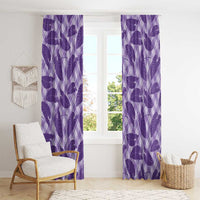 Purple Hawaii Kalo Palaka Motifs Window Curtain Hawaiian Taro Leaves Elegant Vibes - Polynesian Pride