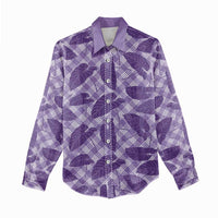 Purple Hawaii Kalo Palaka Motifs Women Casual Shirt Hawaiian Taro Leaves Elegant Vibes - Polynesian Pride