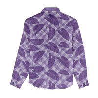 Purple Hawaii Kalo Palaka Motifs Women Casual Shirt Hawaiian Taro Leaves Elegant Vibes - Polynesian Pride