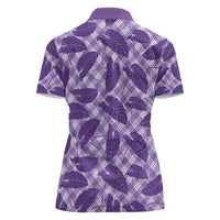 Purple Hawaii Kalo Palaka Motifs Women Polo Shirt Hawaiian Taro Leaves Elegant Vibes - Polynesian Pride