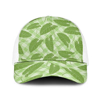 Green Hawaii Kalo Palaka Motifs Baseball Net Cap Hawaiian Taro Leaves Elegant Vibes LT14 One Size White Green - Polynesian Pride