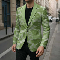 Green Hawaii Kalo Palaka Motifs Blazer Hawaiian Taro Leaves Elegant Vibes - Polynesian Pride