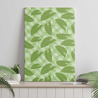 Green Hawaii Kalo Palaka Motifs Canvas Wall Art Hawaiian Taro Leaves Elegant Vibes LT14 - Polynesian Pride