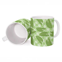 Green Hawaii Kalo Palaka Motifs Ceramic Mug Hawaiian Taro Leaves Elegant Vibes LT14 - Polynesian Pride