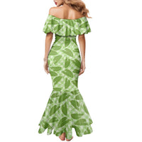 Green Hawaii Kalo Palaka Motifs Family Matching Mermaid Dress and Hawaiian Shirt Hawaiian Taro Leaves Elegant Vibes - Polynesian Pride