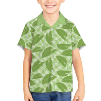 Green Hawaii Kalo Palaka Motifs Family Matching Off Shoulder Maxi Dress and Hawaiian Shirt Hawaiian Taro Leaves Elegant Vibes - Polynesian Pride