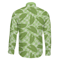 Green Hawaii Kalo Palaka Motifs Family Matching Puletasi and Hawaiian Shirt Hawaiian Taro Leaves Elegant Vibes - Polynesian Pride