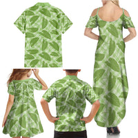 Green Hawaii Kalo Palaka Motifs Family Matching Summer Maxi Dress and Hawaiian Shirt Hawaiian Taro Leaves Elegant Vibes - Polynesian Pride