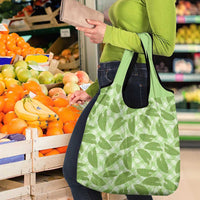 Green Hawaii Kalo Palaka Motifs Grocery Bag Hawaiian Taro Leaves Elegant Vibes - Polynesian Pride