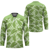 Green Hawaii Kalo Palaka Motifs Hockey Jersey Hawaiian Taro Leaves Elegant Vibes - Polynesian Pride