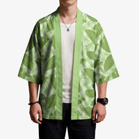 Green Hawaii Kalo Palaka Motifs Kimono Hawaiian Taro Leaves Elegant Vibes - Polynesian Pride