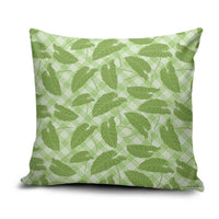 Green Hawaii Kalo Palaka Motifs Pillow Cover Hawaiian Taro Leaves Elegant Vibes - Polynesian Pride