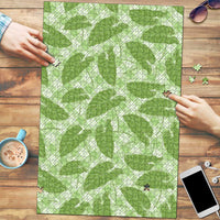 Green Hawaii Kalo Palaka Motifs Puzzle Hawaiian Taro Leaves Elegant Vibes LT14 Green - Polynesian Pride