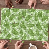 Green Hawaii Kalo Palaka Motifs Puzzle Hawaiian Taro Leaves Elegant Vibes LT14 - Polynesian Pride