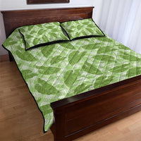Green Hawaii Kalo Palaka Motifs Quilt Bed Set Hawaiian Taro Leaves Elegant Vibes - Polynesian Pride