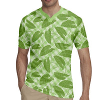 Green Hawaii Kalo Palaka Motifs Rugby Jersey Hawaiian Taro Leaves Elegant Vibes - Polynesian Pride