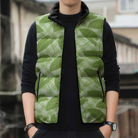 Green Hawaii Kalo Palaka Motifs Sleeveless Puffer Jacket Hawaiian Taro Leaves Elegant Vibes LT14 - Polynesian Pride