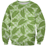 Green Hawaii Kalo Palaka Motifs Sweatshirt Hawaiian Taro Leaves Elegant Vibes LT14 Unisex Green - Polynesian Pride