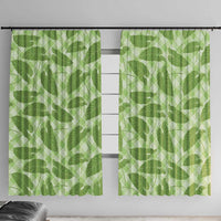 Green Hawaii Kalo Palaka Motifs Window Curtain Hawaiian Taro Leaves Elegant Vibes - Polynesian Pride