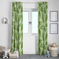 Green Hawaii Kalo Palaka Motifs Window Curtain Hawaiian Taro Leaves Elegant Vibes - Polynesian Pride